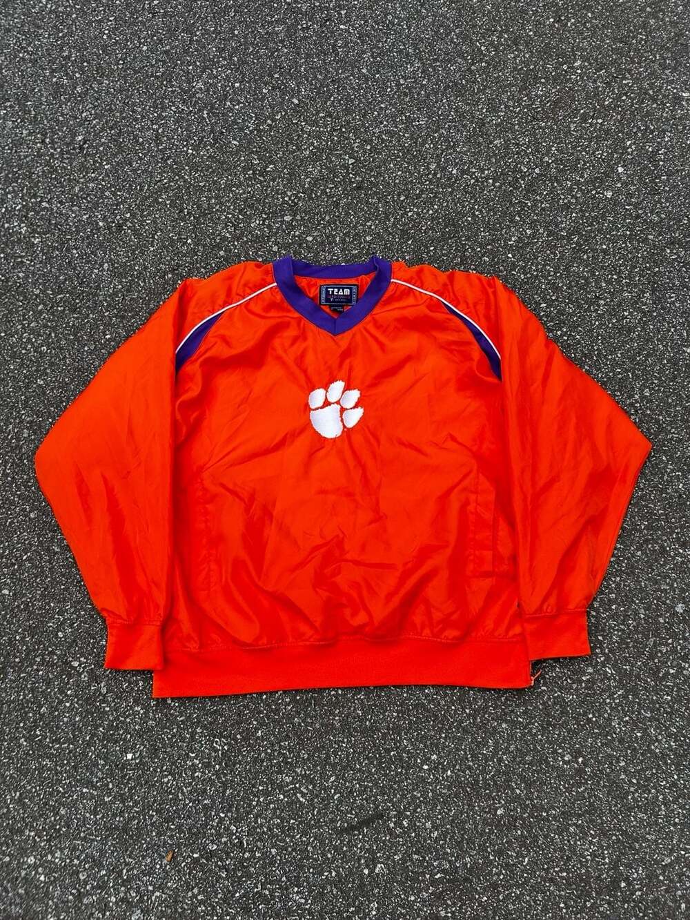 Team Edition Apparel Clemson Tigers V-Neck Windbreaker Pullover Jacket Size S